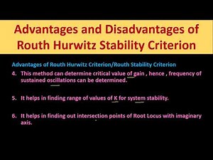 Advantages and Disadvantages of Routh Hurwitz Stability Criterion