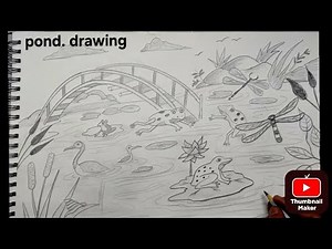 How to Draw a Pond Step by Step | Easy Nature Drawing for Beginners