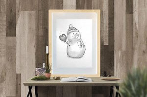 Pencil Drawing - Snowman - Etsy
