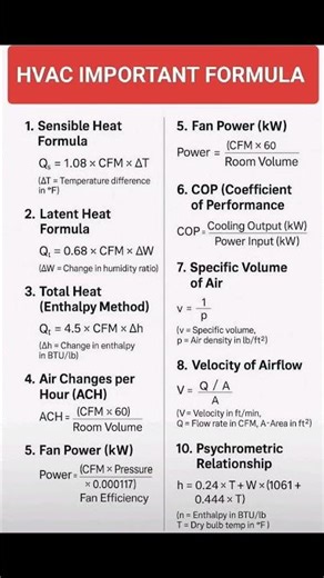 HVAC Formula #calculation #formula1 #tipsyoutube #shortsvirl