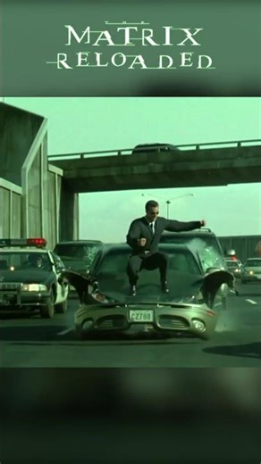 Agents join the car chase | The Matrix Reloaded (2003)