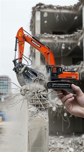 CRUSHING Concrete! 🏗️ Doosan DX800 Excavator Demolition in Ultra Slow Motion 4K#usa