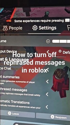 How to turn off rephrase messages in Roblox