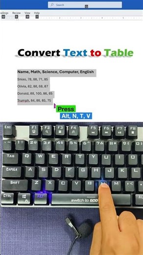 Turn Plain Text into a Table in 1 Click |MS Word Shortcut You Didn’t Know! #msword #office #document