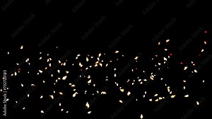 Flame particles and sparks fly in a realistic simulation of the colors of blazing fire, Isolated by Alpha channel