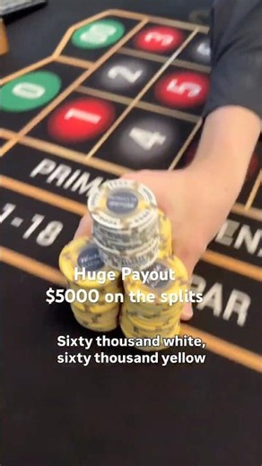 $50,000 on the board. Playing $5,000 on my favorite splits at 17 to 1. High stakes roulette!