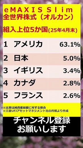 eMAXIS Slim 全世界株式（オール・カントリー）（オルカン）組入上位5か国#投資 #お金を増やす #資産形成#新nisa