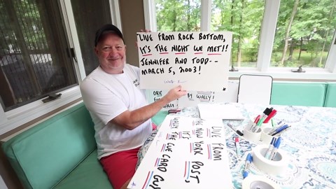 Meet Wally the cue card guy