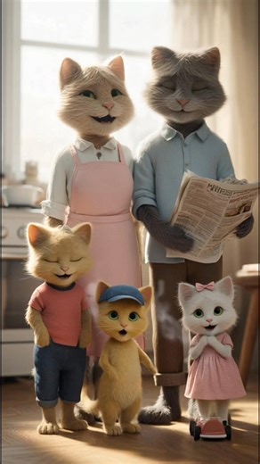 Watch this emotional and realistic AI video of a loving cat family — mother, father, and two cute kittens — spending a beautiful day together. Each scene shows pure love, warmth, and togetherness in ultra-realistic 8K quality. #CatFamily #AIVideo #CinematicCats #EmotionalStory #ViralShorts #MetaAI | ytkids