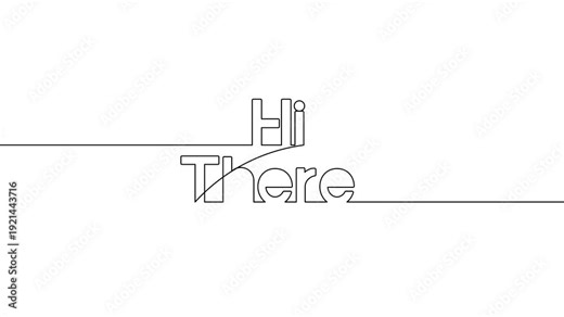 hi there continuous year animated one line art numbers video clip. single one line art hello there text hand drawing animation on white background