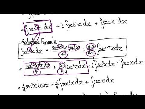 Video 2034.4 - Integrate tan^4x secx - Reduction formula - Practice