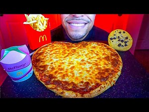 ASMR VALENTINES HEART SHAPED PIZZA MCDONALD'S MINT OREO MCFLURRY FRIES MUKBANG EATING SHOW SOUNDS NO