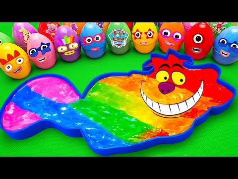 Satisfying ASMR | Making rainbow Cheshire Cat slime Bathtub by mixing Mystery Eggs CLAY Coloring