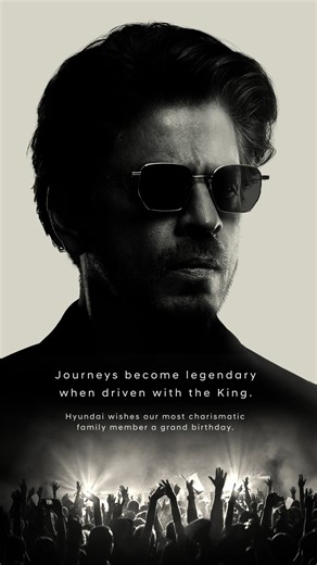 Three decades. Endless journeys. One legend who makes every drive a blockbuster. Happy birthday, SRK. #Hyundai #Hyundaiindia #ILoveHyundai | Hyundai India