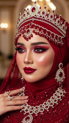 Luxury Hijab Bridal Portraits – Elegant Muslim Bride Makeup & Royal Jewelry | Beauty Collection