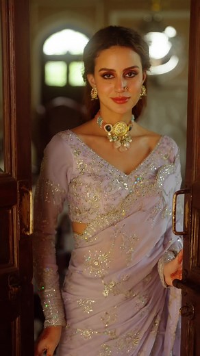 Elegant Lavender Embroidered Saree for Timeless Style
