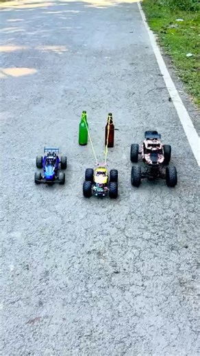 RC Bottle Pulling Challenge! Monster Truck vs Buggy vs Crawler – Real Power Test 🚗💥