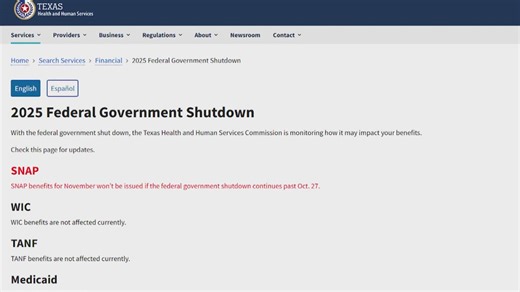 Texans face sharp risk of losing SNAP benefits if shutdown drags on