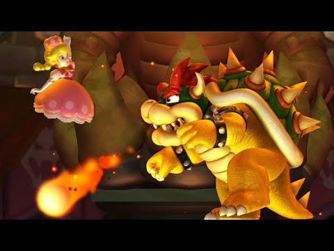 New Super Mario Bros. U Deluxe - All Bosses with Peachette