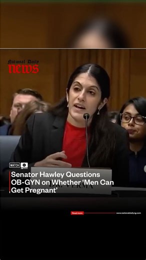Nationaldailynewspaper on Instagram: "Senator Hawley Questions OB-GYN on Whether ‘Men Can Get Pregnant’ During a congressional hearing, Senator Josh Hawley pressed an OB-GYN witness to answer whether “men can get pregnant,” framing the question in terms of biological sex and medical definitions. The doctor declined to give a simple yes-or-no response, explaining that the issue is complex due to considerations of gender identity and patient care, highlighting the challenges of addressing medical 