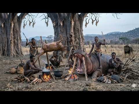 African Hadzabe Hunters Track and Cook a Kudu in the Wild! | Hadzabe Tribe Hunting