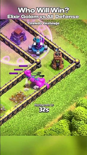5 Elixir Golems vs All Level 1 Defenses in Clash of Clans 🔥 | Epic COC Battle #clashofclans #shorts