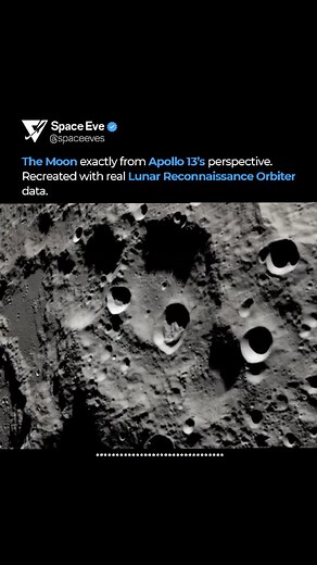 2.2K views · 489 reactions | This is the Moon in true NASA 4K Every crater and ridge built from data captured by the Lunar Reconnaissance Orbiter. It recreates the breathtaking sights Apollo 13 witnessed while looping around the farside, when Earth vanished and only light and silence remained. #SpaceEve #NASA #Moon #Apollo13 #SpaceEves | SpaceEve | Facebook