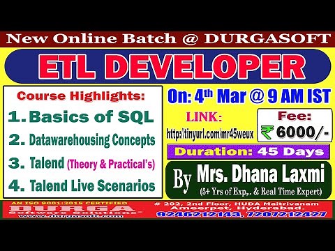 ETL DEVELOPER Online Training @ DURGASOFT