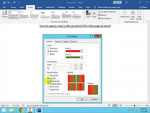 how to apply a two color gradient fill to the page in word