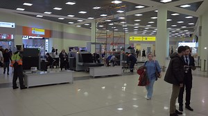 Inside the terminal of Sheremetyevo Airport, Moscow