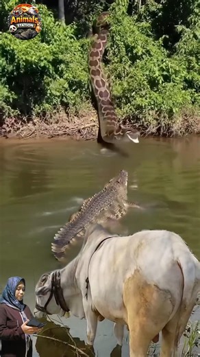 DETIK-DETIK NGERI! SAPI MINUM AIR DIHADANG BUAYA & PITON RAKSASA 😱🐊🐍