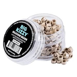 Big Kizzy Silicone Lined Microlink Beads for Weft Hair Extensions, 5.0mm Light Blonde beads for invisible extension application, 250pcs