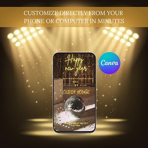 New Year's Party Invite, Digital Animated New Year's Eve Party Invitation, Editable 2026 New Year Invitation, DIY Canva Template - Etsy