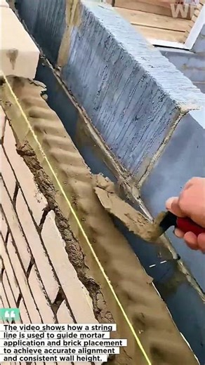 Perfect Masonry Alignment Using String Line | Brickwork & Mortar Technique
