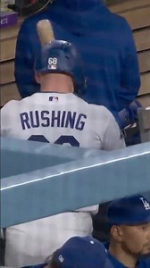 Dalton Rushing broke one bat over his knee and hit himself in the helmet with another