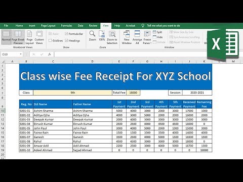 How to Create Class Wise Fee Receipt in Ms Excel 2019 | How to make Fee Receipt in Excel