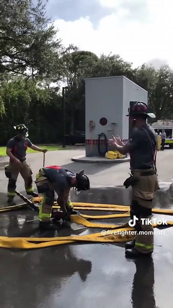 Firefighter training- quickly setting up a ground monitor #fighter #firefighter #firefightertiktok #fire #training #help