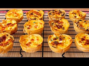 Mini quiches with empanada wrappers and 3 different fillings | Easy and delicious appetizer