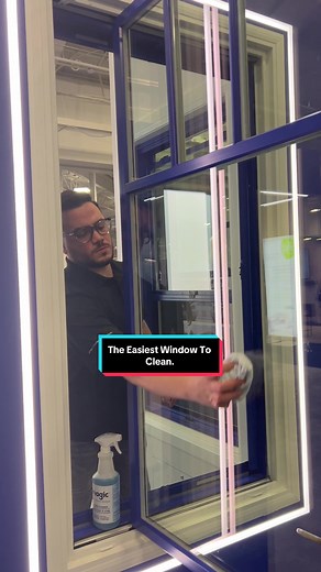 Our casement window opens to a full 90 degrees so its very easy to clean the outside of your window from the inside of your home. #homeimprovement #homerenovation #homeupgrade #renovationproject #renovation #ontariorenovation #bettersmarterwindows #windows #casementwindow #windowscreen #windowcleaning