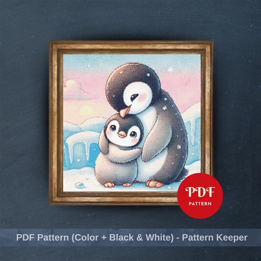 Penguin Mother and Baby Cross Stitch Pattern, Embroidery Design, Animal Needlepoint Chart,easy Cross Stitch PDF Pattern,instant Download,diy - Etsy