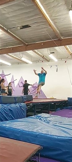 Front Flip Step-out FHS Bloopers 9 10 25 #adultgymnastics #flip #gymnastics #gymnast #tumbltrak