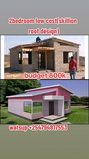 Low-Cost 2 Bedroom House Design Plan with Skillion Roof - Philippines