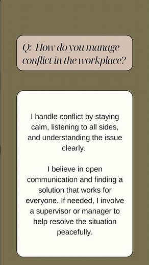 How do you manage conflict in the workplace? #interviewquestions #answer #interviewpreparation #job