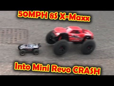 EPIC Traxxas X-Maxx into Mini E-Revo CRASH!!!