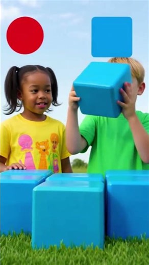 Kids learning shapes using playground toys, circle ball, square blocks, triangle#skibidibrainrot