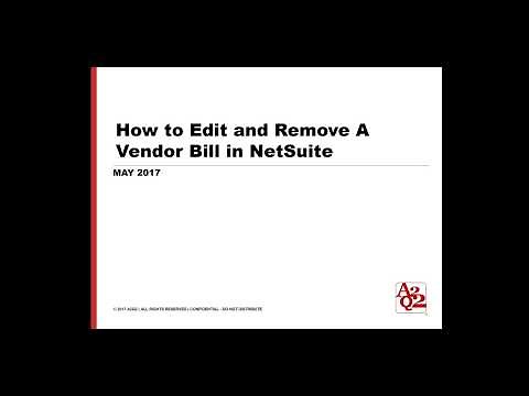 How to Edit and Remove a Vendor Bill in NetSuite