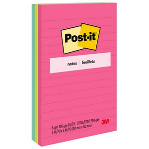 Post-it Notes, 4 in x 6 in, Poptimistic Collection, Lined, 3 Pads/Pack - Walmart.com