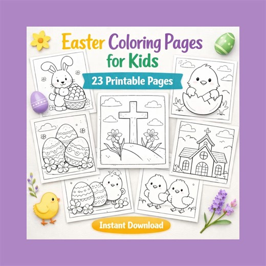 Easter Coloring Pages for Kids PDF - Etsy