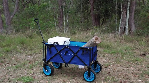 The all new Wanderer Quad Fold Camp Cart is a must-have this Summer for camping, visiting the beach, or even moving things around the yard with the kids. The cart is designed with safety features such as a handle that locks in place, preventing it from collapsing while in use. The intelligent compact design folds down, with a telescopic handle and the detachable wheels can be removed for easy storage. The large wheels make it easier to pull the cart through rough terrain and sand, making it a dr