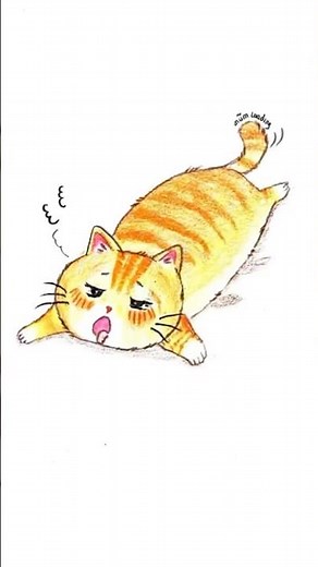 How to Draw a Cute Lazy Cat | Super Simple 🐾 #CuteChubbyDoodles #shortsviral